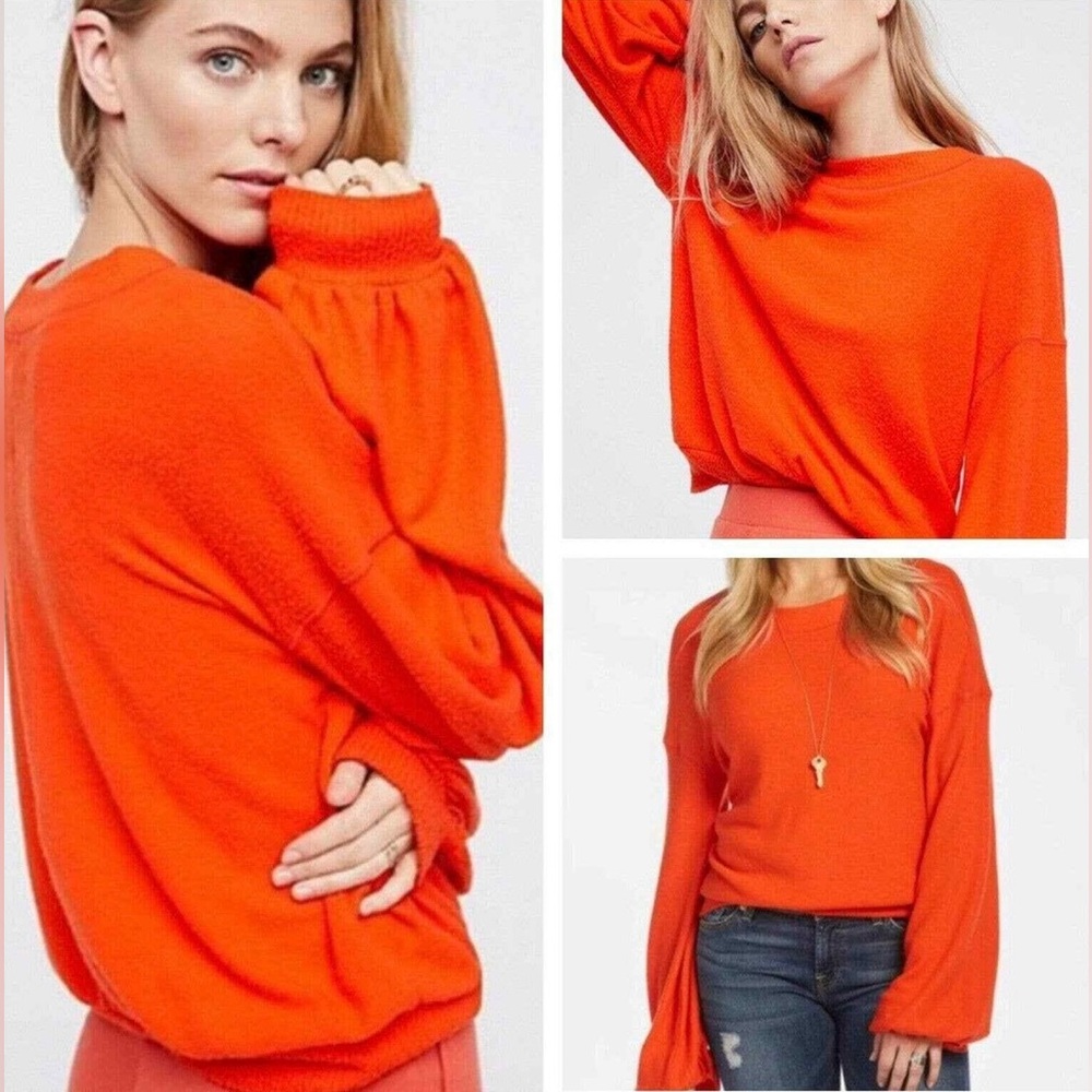 Free People Beach TGIF Balloon Sleeve Pullover